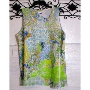 Impulse California Women's Top Size L Sleeveless Multicolored Floral Round Neck